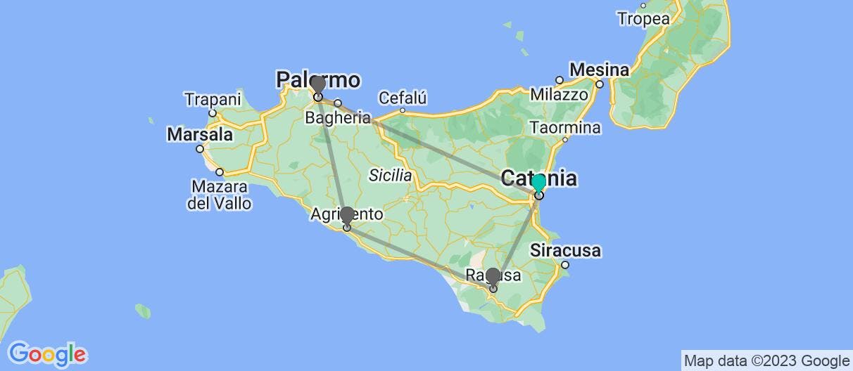 Map of Viaje guiado por los tesoros de Sicilia